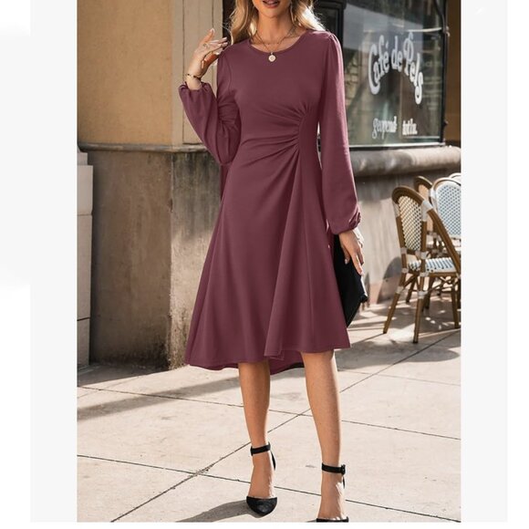 Happy Sailed Fall-Winter Ruched Midi Dress - Picture 3 of 11